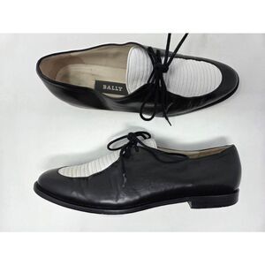 BALLY EASTHAM WOMENS OXFORD DERBY BLACK WHITE TWO TONE LEATHER SIZE 7 M ITALY
